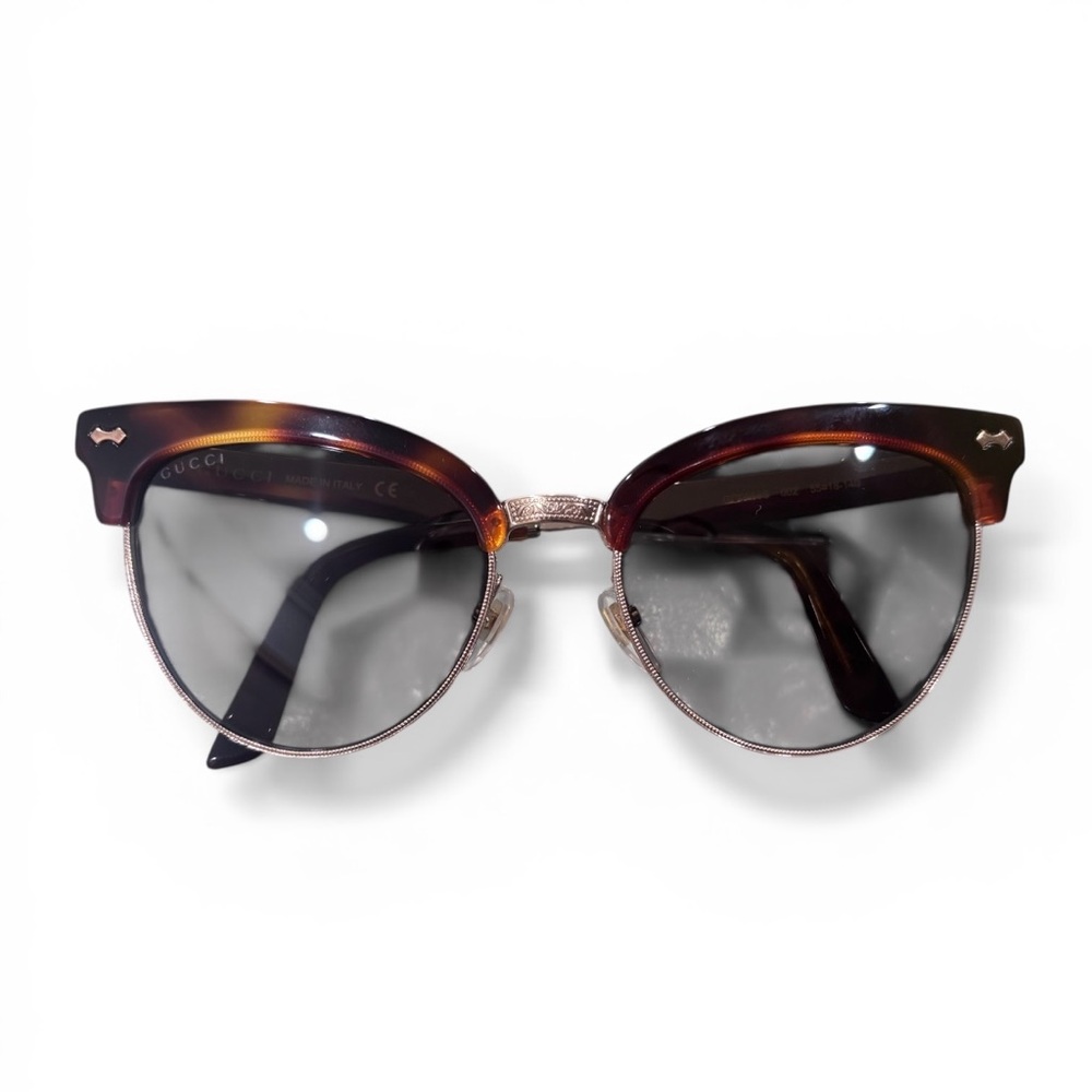 Gucci GG0055S Tortoise Cat Eye Sunglasses Gold Arms – New
